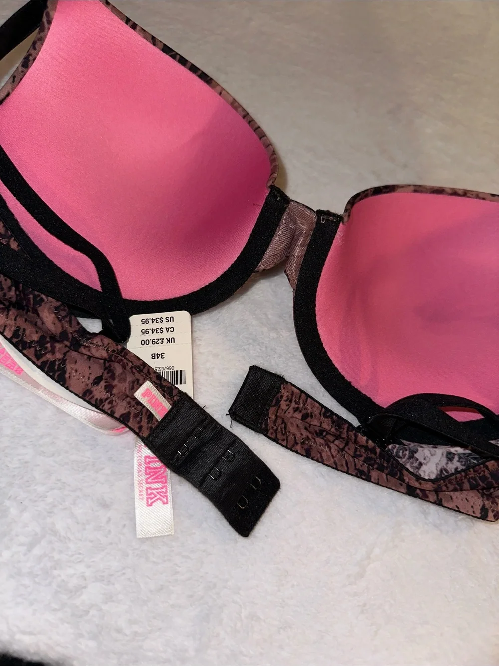 PINK Victoria's Secret Brown Snake-Print Push-Up Bra